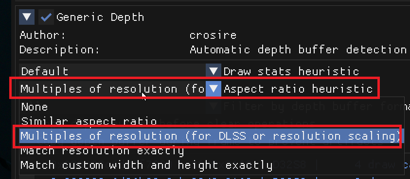 Generic Depth Settings